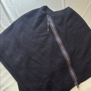 Black Zippered Sweater Poncho